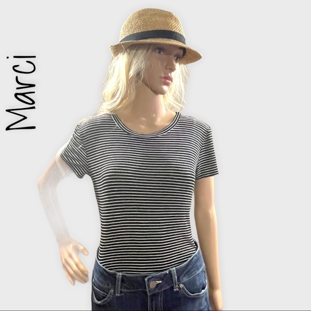 Marci Black and white striped body suit top